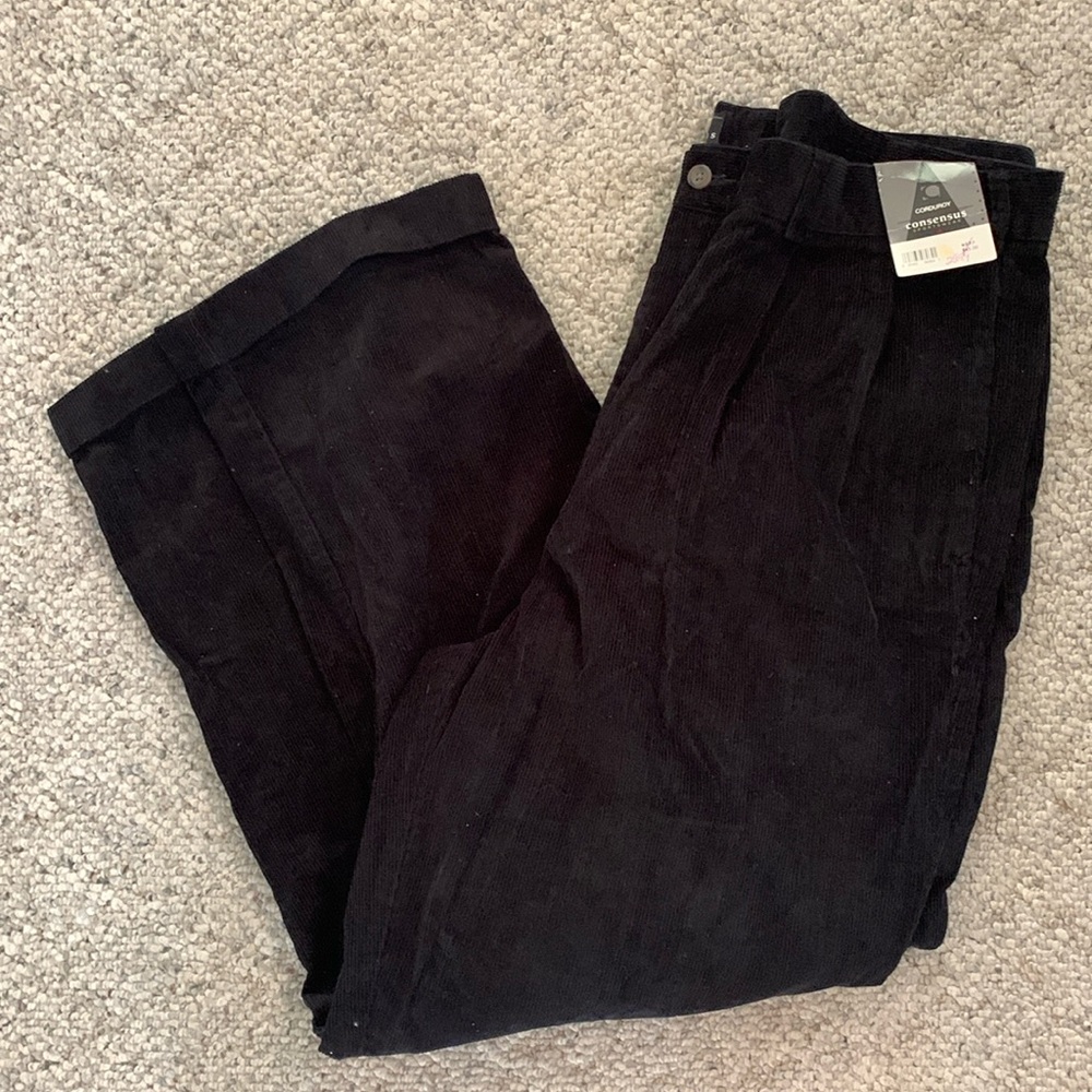Consensus black corduroy pleated front pants with cuffs Size 38x30